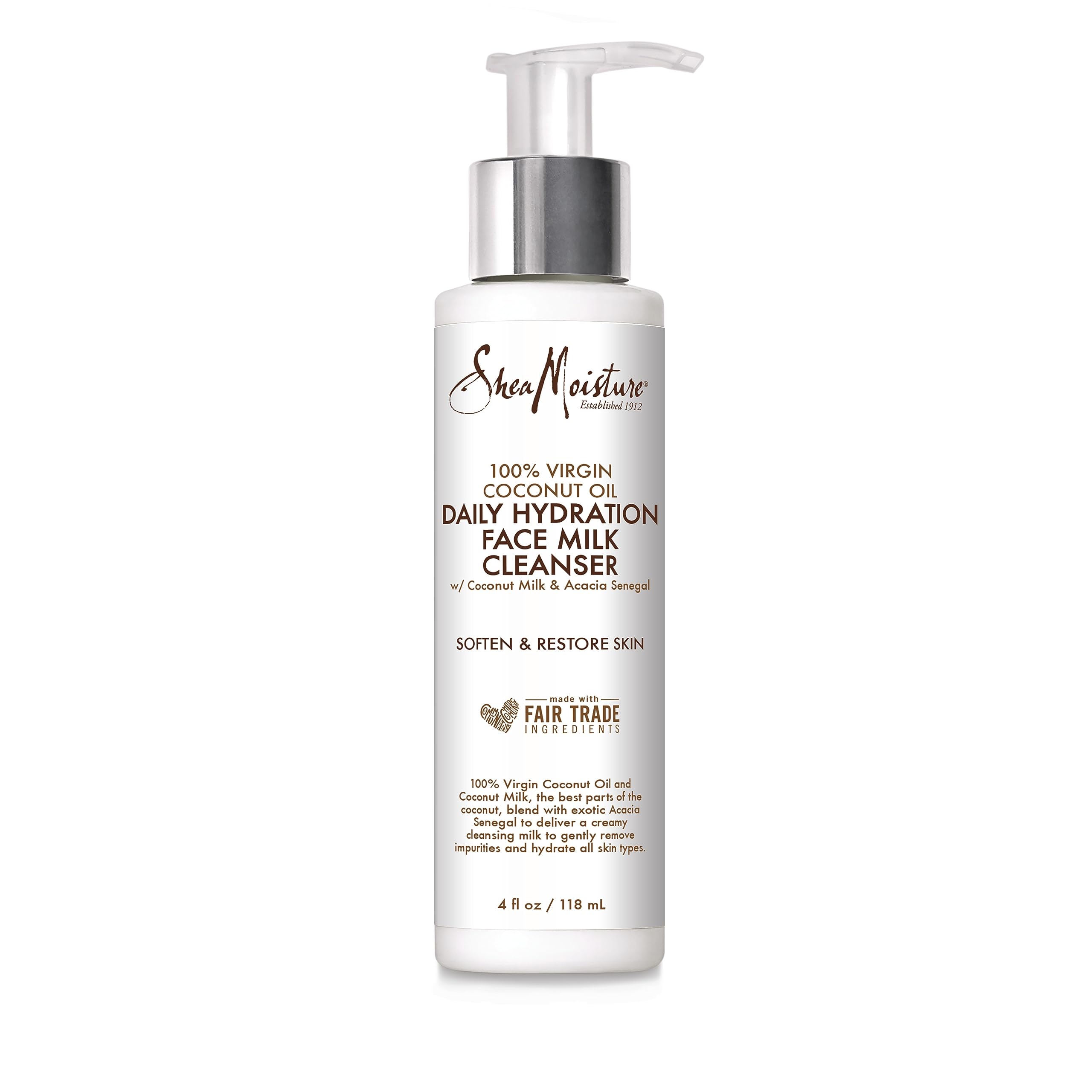 SheaMoisture 100 Virgin Coconut Oil Daily Hydration Face Milk Cleanser | 4 fl.oz
